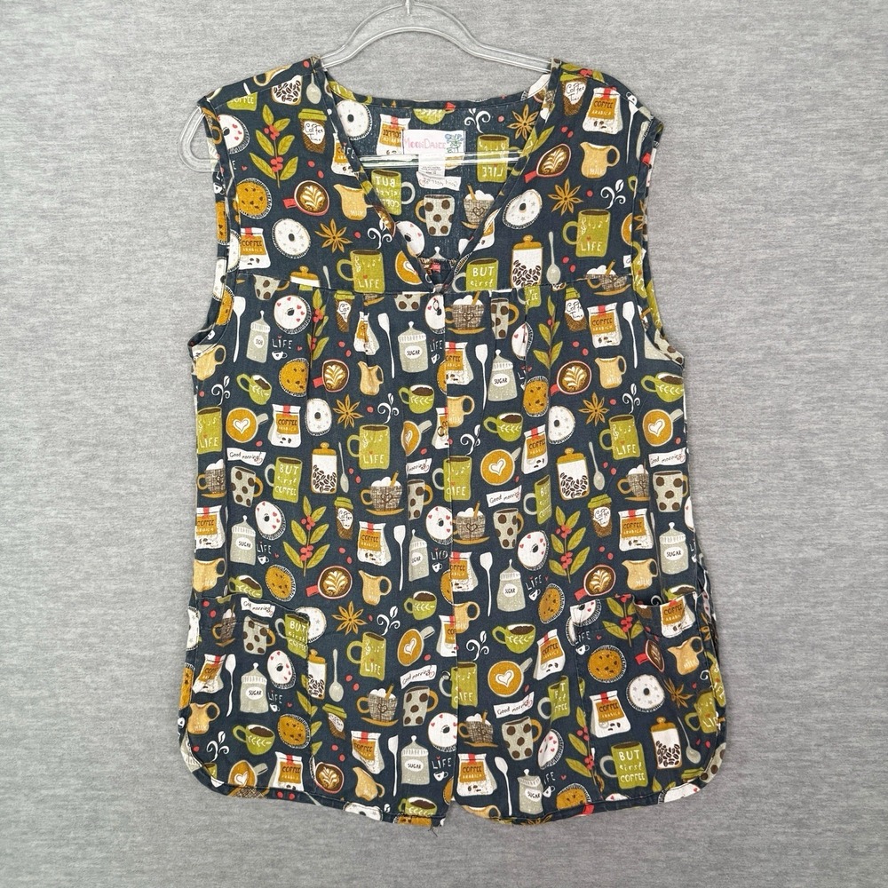Vintage Moon Dance Smock Front Snap Apron L/XL Pockets Coffee‎ Shop Barista MCM